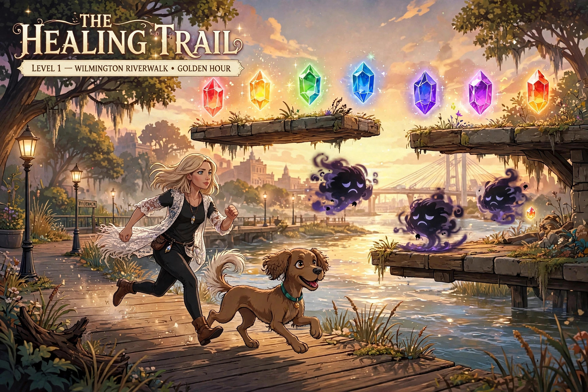The Healing Trail — Mercedes and Ezra running the Wilmington Riverwalk